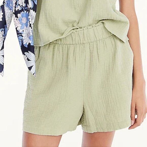 J.Crew Sage Green Gauze Shirt & Pull-On Short Set XS - Picture 7 of 9